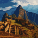 Machu Picchu in pixel art